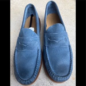 Bass Weejuns Blue Suede Kensington Mens Loafers Slip Ons Size 11.5 M EUC